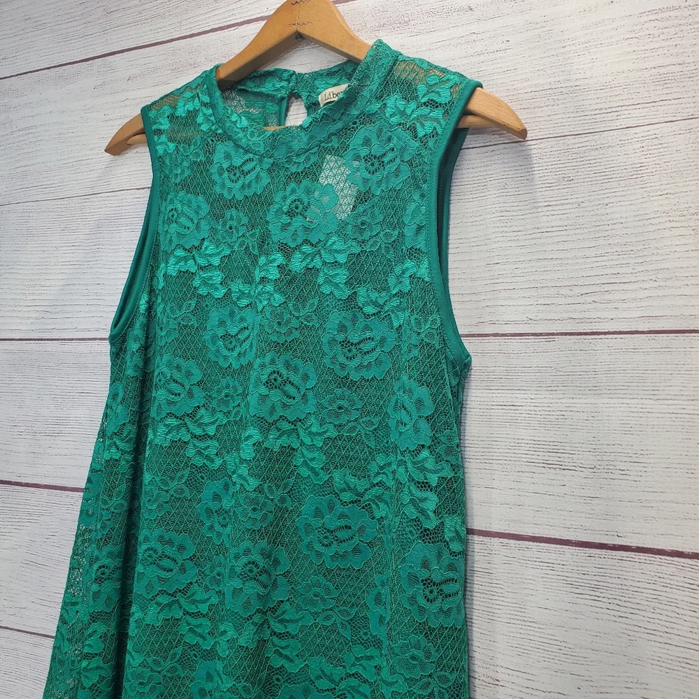 Liberty Love Emerald Green Lace A-Line Sleeveless Dress Size XL NWT - Picture 3 of 10